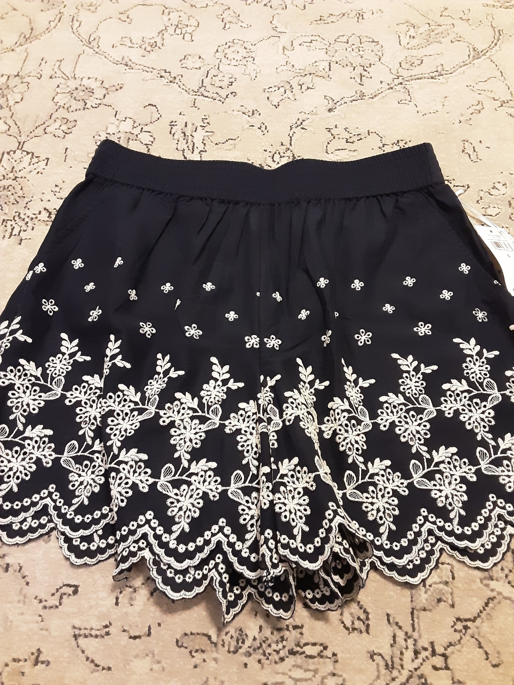 CeCe Navy Shorts with White Eyelet Embroidery - Picture 2 of 5